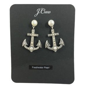 J. Crew Pearl Anchor Earrings